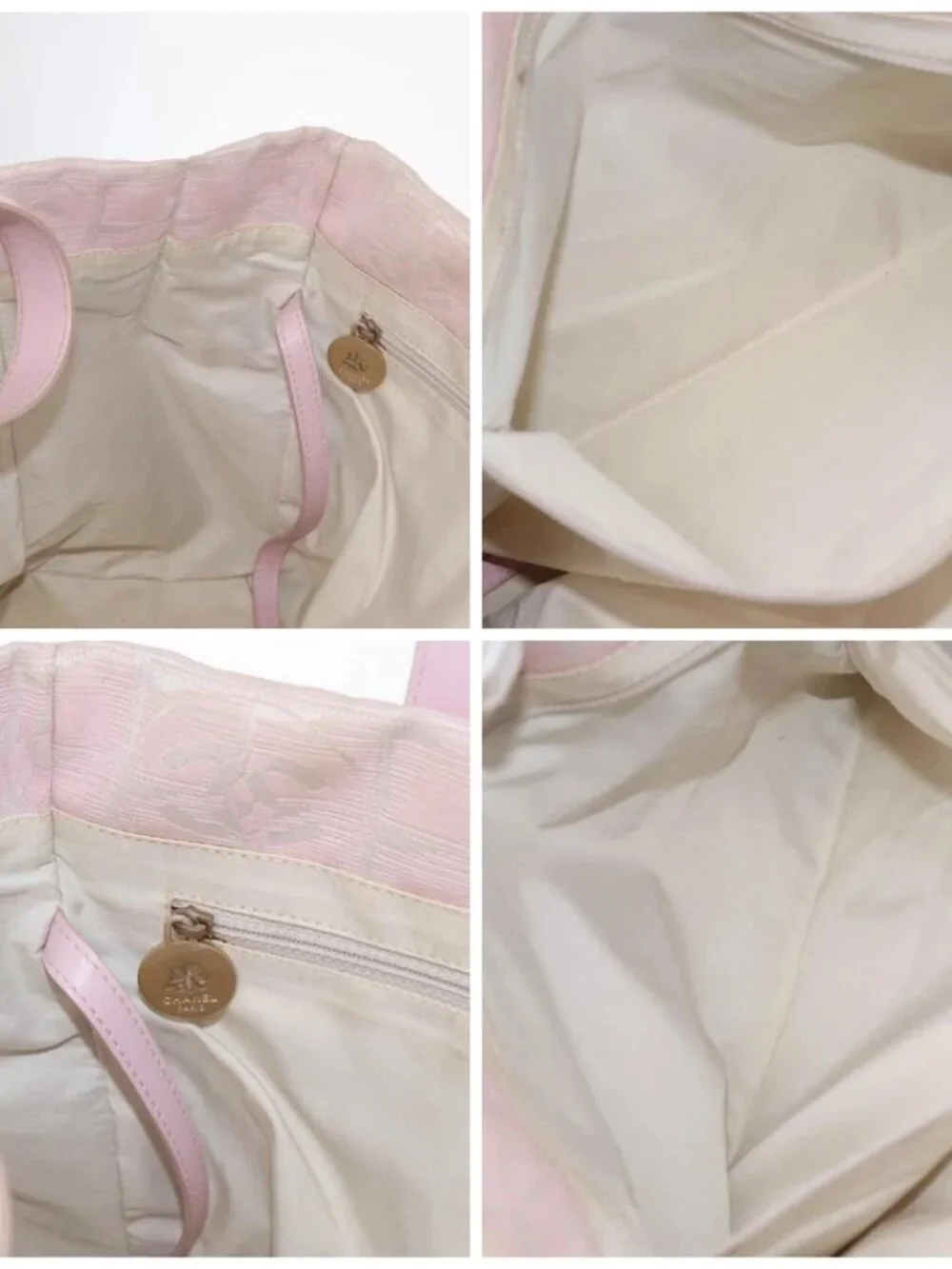 CHANEL New Travel line Tote Bag Nylon Pink Gold CC Auth BA9530